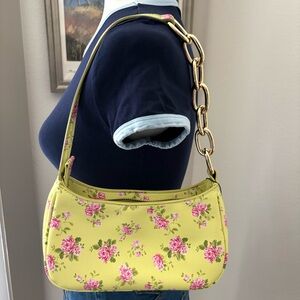 House of Want Floral Shoulder Bag NWT Yellow Rose Print Vegan Purse